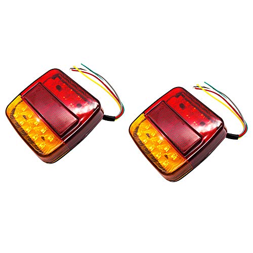 AEUWIER 2 luces traseras LED de 12 V, señal de giro a prueba de agua y luz de freno de marcha atrás para estacionamiento, licencia para coche, camión, caravana, furgoneta, barco, ámbar rojo