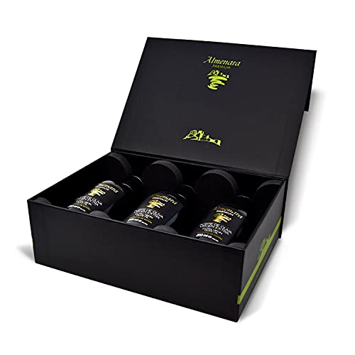 Almenara - Aceite de Oliva Virgen Extra Premium en Elegante Estuche en Botella de Cristal de 3 x 250 ML