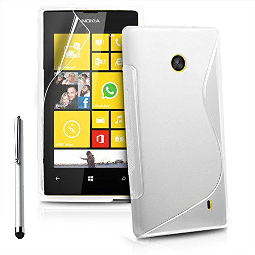 ANNART Carcasa S-LINE TPU Gel Silicona Suave Para Nokia Lumia 520/525 + Lápiz Óptico - Blanco