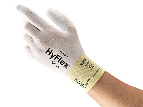 Ansell HyFlex 11-600 Multiusos Guante, Protección mecánica, Blanco, Tamaño 9 (12 Pares)