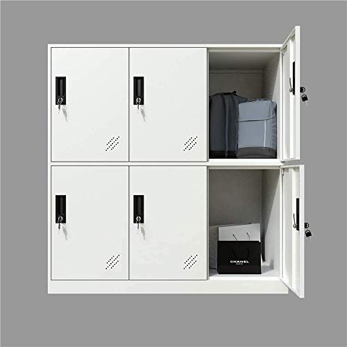 Armario de armario de metal de 6 puertas de color blanco completo utilizado para el personal del gimnasio en la oficina, la escuela o el hogar