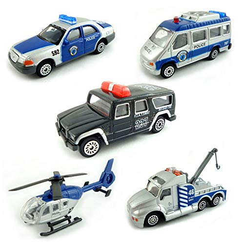BOHS 5pcs- Vehículos SWAT de policía- Fundiciones en Miniatura de Metal -Coches, grúas, vehículos Blindados, Furgonetas de prisiones, centros de Comando