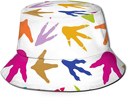 BONRI Sombreros de Cubo Transpirables con Parte Superior Plana Unisex Hermoso Colorido Wind Surf Sombrero de Cubo Sombrero de Pescador de Verano-Huellas de Dinosaurio 1-Talla única