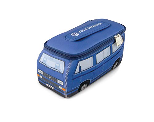 BRISA VW Collection – Volkswagen Furgoneta Bus T3 Camper Van Bolsa Universal de Neopreno, Neceser, Bolso de Maquillaje-Cosméticos-Aseo, Estuche de lápices, Caja de Almuerzo, Equipaje (Azul)