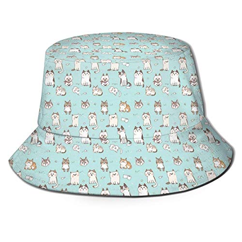 Bucket Hat Packable Reversible Funny Cat Print Sun Hat Sombrero de Pescador Gorra Camping al Aire Libre
