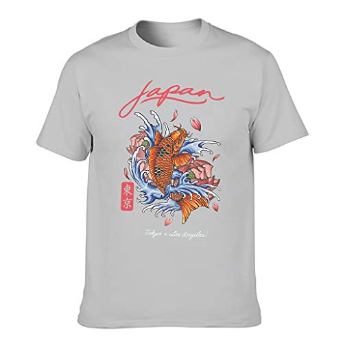Camiseta Japón Koi Fish Tokio Los Ángeles para hombre, patrón de estilo europeo con sensación de luz regalo para novio