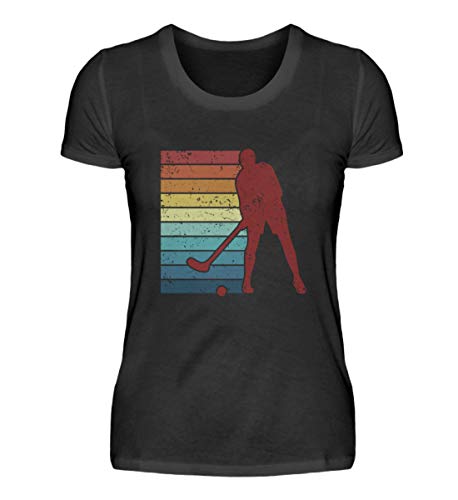 Camiseta retro de jugador de hockey | hockey en campo de hockey Hallenhockey Vintage para mujer Negro L