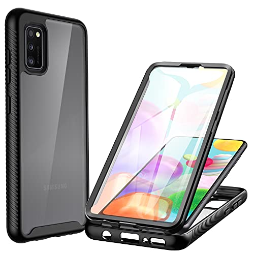 CENHUFO Funda Samsung Galaxy A41, antigolpes Transparente Fundas Protección 360 Grados Case protección Completa del Cuerpo Bumper con Protector de Pantalla, Carcasa para Samsung Galaxy A41 -Negro