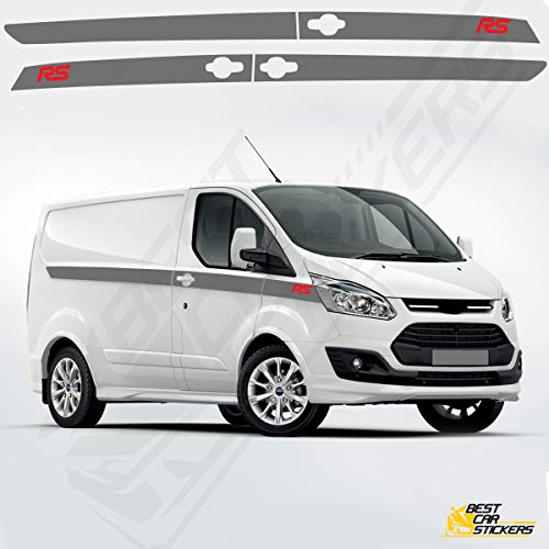 Compatible con Ford Transit SWB Custom Side Racing Stripes Graphics Stickers UK (gris mate)