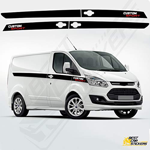 Compatible con Ford Transit SWB Custom Side Racing Stripes Pegatinas UK (Negro)