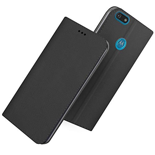 Compatible para Motorola Moto E6 Play / XT2029 XT2029-1 Funda Cover Stand Flip Libro Gel TPU Portafolio Imán Piel Imitación Porta Tarjetas Negro