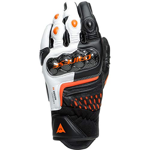 Dainese Guantes cortos para moto Carbon 3, guantes cortos negro/blanco/naranja, XL, para hombre, atletas, todo el año, piel/textil, multicolor