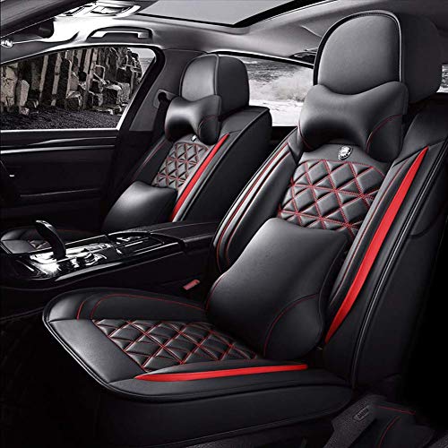 De Lujo Pu Piel Auto Fundas Para Asientos De Coche 5 Asientos Conjunto Completo Universales Premium Profesional Frente Y Posterior Fundas De Asiento Fit Para La Mayoría De Coches, O Van-negro/rojo