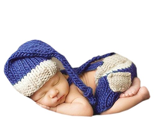 DELEY Bebé Recién Nacido Fotografía Props Bebé Crochet Tejer Disfraz de Elfo Trajes Gorro de Pantalones Set 0-6 Meses