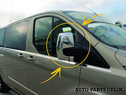 Desconocido Protector de Espejo retrovisor Cromado para Ford Transit Custom Turneo 2012 en adelante ABS Cromado, Color Plateado Izquierdo y Derecho, 2 Piezas (Lado Izquierdo)