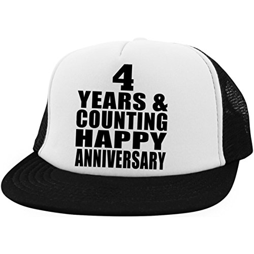 Designsify Happy 4th Anniversary 4 Years & Counting - Trucker Hat Visera, Gorra de Béisbol/Golf - Regalo para Cumpleaños, Aniversario, Día de Navidad o Día de Acción de Gracias