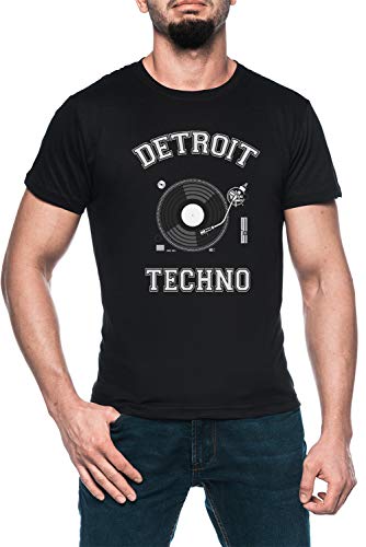 Detroit Techno Hombre Negro Camiseta Manga Corta Men's Black T-Shirt