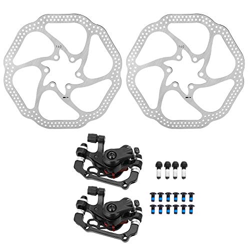 Disco mecánico para Bicicleta, Freno de Disco mecánico para Bicicleta de montaña, Juego de Bicicleta Delantera Trasera con rotores de 160 mm