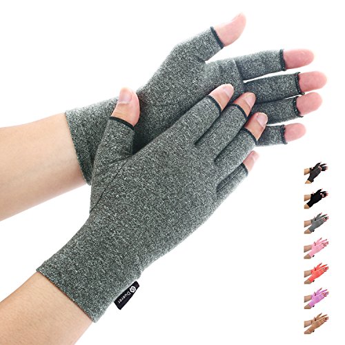 Duerer Arthritis Gloves, guantes de compresión mujeres y hombres alivian el dolor de reumatoide, RSI, túnel carpiano, guantes de mano para el trabajo diario (Gris, S)
