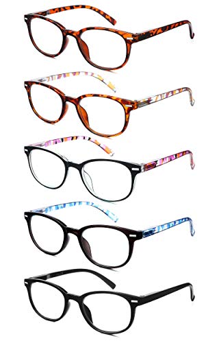EFE Gafas de Lectura 5 Unidades （1 Anti Luz Azul） Gafas Ligeras Comodas Buena Vision Vista de Cerca Hombre y Mujer (+1.75)