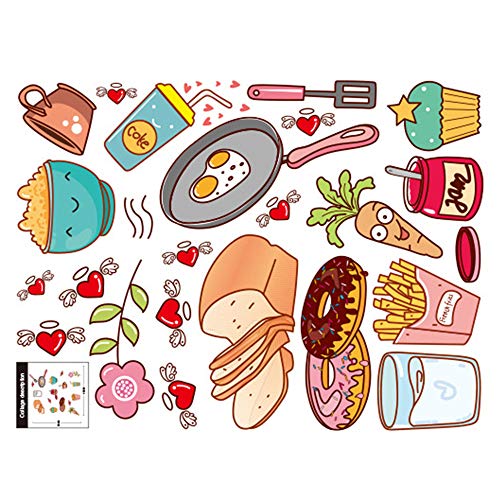 Etiqueta de cocina extraíble Material de vinilo DIY de dibujos animados Utensilios de cocina Etiqueta de la comida para la cocina armario Frigorífico Decoración