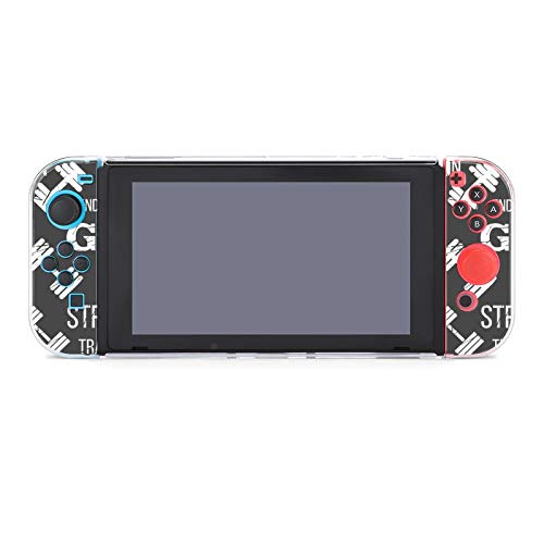 Funda protectora de PC antiarañazos para Nintendo Switch, compatible con interruptores y controladores Joy-Con Split 5 piezas Slim Game Console Case - Gimnasio etiqueta mancuerna