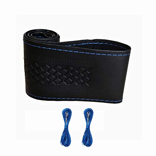 Funda Volante Cuero - ZATOOTO Fundas Volante Cosida, Cubierta Volante Cuero Cosida de 37-38.5cm con Aguja e Hilo, Negro con Hilo Azul