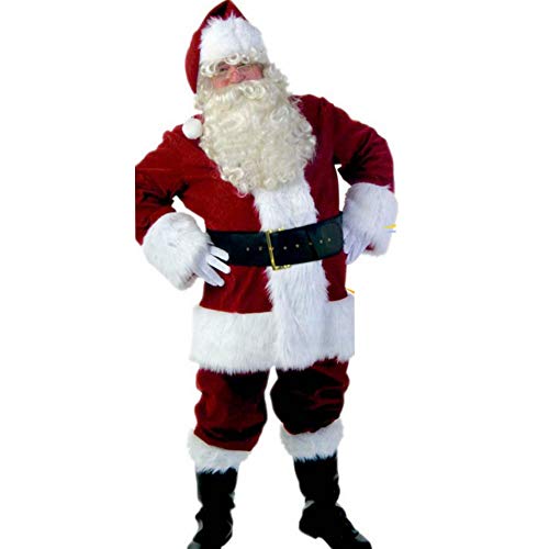 FWL Disfraces Traje de Santa Claus de Nueve Piezas de Felpa de Santa Claus Ropa Partido del Traje de Cosplay del Vestido para Hombres y Mujeres,M