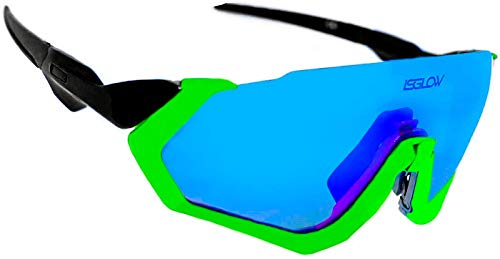 Gafas ciclismo hombre. Polarizadas Flight Jacket. 4 Lentes intercambiables,antivaho, resistentes a impactos.Protección UV400. Ideales para Running, Esquí, Golf, mtb, Triatlon, Ciclismo (Amarillo)