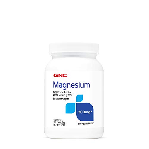 GNC Magnesio 300 mg, 120 cápsulas, ayuda a la absorción de calcio y combate la fatiga