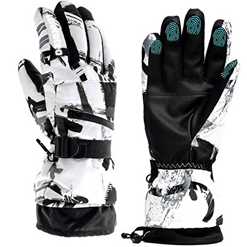 Guantes de Invierno Guantes De Pantalla Táctil con Dedos Completos Guantes de Esquí Impermeables Cálido para Clima Frío Pesca en Hielo Trineo Actividades Ciclismo Camping - para Hombres o Mujeres (L)