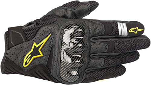 Guantes de Moto Alpinestars SMX-1 Air V2 Gloves Black Yellow Fluo, Negro/Amarillo, S
