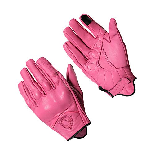 Guantes de Moto de   Cuero para   Mujer para Hombre Guantes de Carreras de Motocross Deportes de Verano Rosa Negro -Pink, s