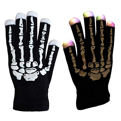Guantes mágicos de 7 modos de colores LED de luz rave e iluminación de dedos intermitentes, guantes unisex – un par, color Negro, talla Talla única