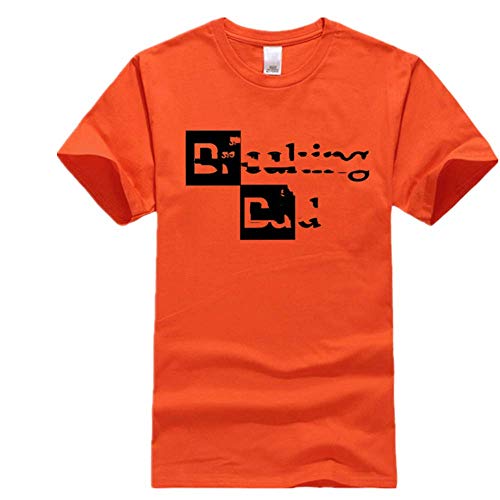 Hombres Ocio Camisetas Tops Algodón Hombres Top Manga Corta Casual Breaking Bad Print Camiseta para Hombres - naranja - Medium