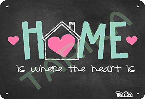 Home Is Where The Heart Is Retro Look Metal 20 x 30 CM Decoración Art Sign para el hogar, cocina, baño, granja, jardín, garaje, citas inspiradoras para decoración de pared