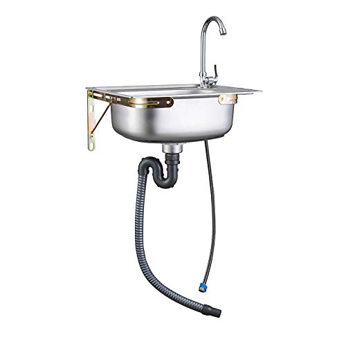 HOUSEHOLD Fregadero Comercial de Acero Inoxidable de Pared con Grifo, Fregadero de Preparación y Utilidad para Jardín, Restaurante, Cantina, Lavandería, Patio Trasero, Garajes HOUSEHOLD Fregadero Comercial de Acero Inoxidable de Pared con Grifo, Fregadero de Preparación y Utilidad para Jardín, Restaurante, Cantina, Lavandería, Patio Trasero, Garajes