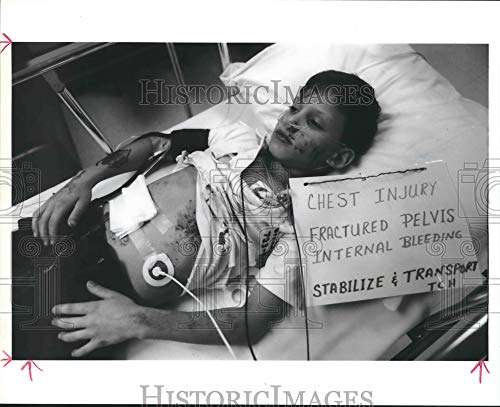 Imágenes históricas 1986 Foto de prensa Brandon Maridos en el Hospital Del Oro, Urgencia Mock, Houston