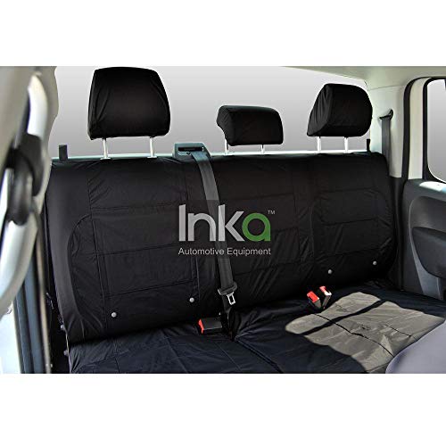 INKA - Fundas de asiento trasero totalmente a medida 1 2 impermeables, color negro, MY15 en adelante, para adaptarse a VolksWagen Caddy Maxi