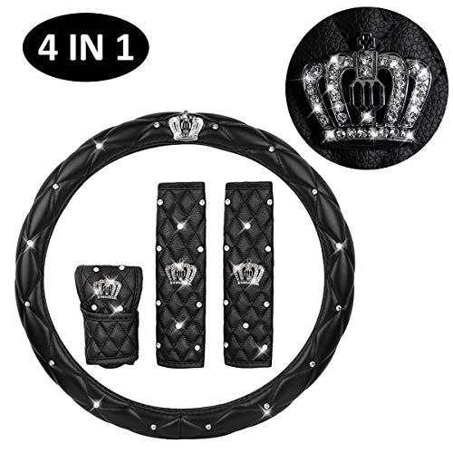 IYOYI Funda Volante Coche: Cubierta del Volante del Coche Shining Antideslizante Lindo para Diamantes Elegante con 2pcs Hombreras de Cinturón de Seguridad Alfombrilla Antideslizante (4 en 1) IYOYI Funda Volante Coche: Cubierta del Volante del Coche Shining Antideslizante Lindo para Diamantes Elegante con 2pcs Hombreras de Cinturón de Seguridad Alfombrilla Antideslizante (4 en 1)