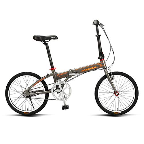 JKCKHA Bicicleta Plegable para Adultos, Ruedas De 20 Pulgadas, Transmisión De 5 Velocidades, Cuadro Ligero De Aleación De Aluminio, Gris