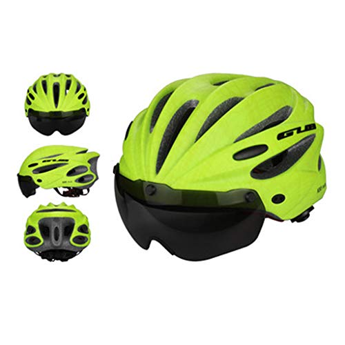 JM- Casco de equitación para Adultos Bicicleta de montaña protección de Seguridad Casco Ultraligero Gafas magnéticas integradas (Color : D)