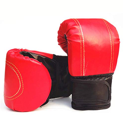 Jsx Guantes de Boxeo Masculinos y Femeninos, Guantes de Cuero para Entrenamiento de Taekwondo, Saco de Boxeo, peleas, Boxeo, Muay Thai, Deportes y Juegos al Aire Libre,Rojo