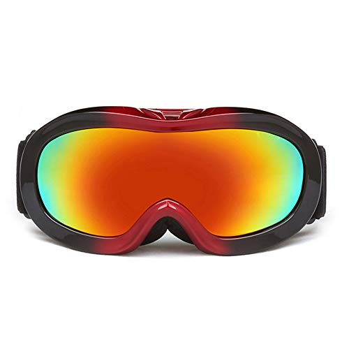 JT Gafas De Esquí para Niños Invierno Doble Anti-Niebla Esférica Equipos Deportivos Al Aire Libre,Blackred,19X7.7CM