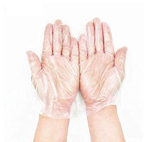 JUNSHUO 500 X Guantes de plástico guantes desechables de polietileno de calidad alimentaria，para comida, manualidades, limpieza de pelo, tintes y mucho más, transparente, X-Large