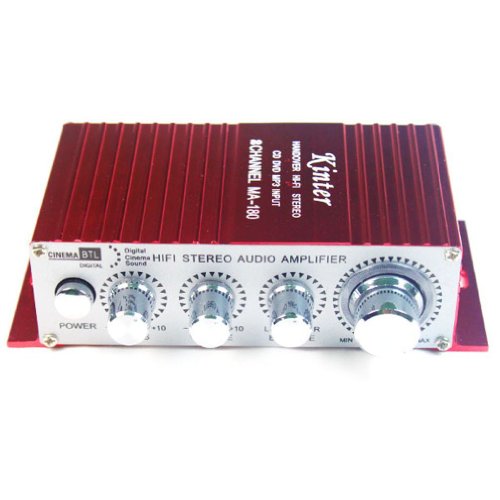 Kinter MA-180 - Amplificador híbrido (100 dB, 20 W, USB), Color Rojo