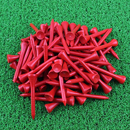 KOFULL Profesionales Tees de Golf Madera Golf Tees 54 mm (2-1/8 Pulgadas), 100 Piezas por Paquete (Rojo)