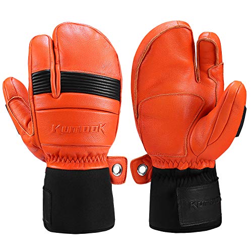 KUTOOK Guantes Manoplas Esquí De Piel Cuero 3M Thinsulate Guantes Snowboard Cálidos Hombre Mujer con Membrana Impermeable Guantes Nieve Invierno Guantes Ski(Naranja-M) KUTOOK Guantes Manoplas Esquí De Piel Cuero 3M Thinsulate Guantes Snowboard Cálidos Hombre Mujer con Membrana Impermeable Guantes Nieve Invierno Guantes Ski(Naranja-M)