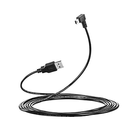 LARRITS 3M USB A a Mini B Cable USB Cable de datos en ángulo recto de 90 grados con 5 clips de cableado para Garmin Dash Cam Car GPS Navigation Cámara de respaldo (3 metros)