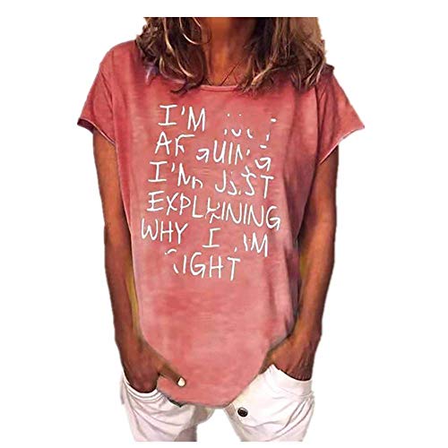 Letra Impreso Mujer Camisetas Casual Camiseta Divertida Manga Corta Camiseta O-Cuello Camisetas Nuevas Señoras Top - rosa - XXX-Large Letra Impreso Mujer Camisetas Casual Camiseta Divertida Manga Corta Camiseta O-Cuello Camisetas Nuevas Señoras Top - rosa - XXX-Large